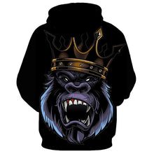 Load image into Gallery viewer, 3D Black pullover chimpanzee King Hoodie