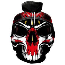 Load image into Gallery viewer, 3D Red skull printed Hoodie