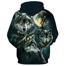 Load image into Gallery viewer, 3D Moon Wolves Hoodie