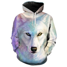 Load image into Gallery viewer, 3D Colorful White Wolf Hoodie