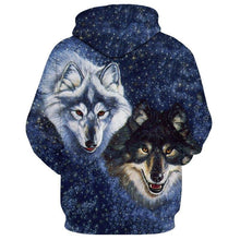 Load image into Gallery viewer, 3D Blue flower black and white Hoodie