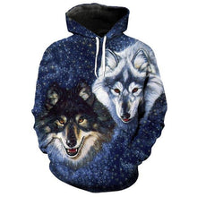 Load image into Gallery viewer, 3D Blue flower black and white Hoodie