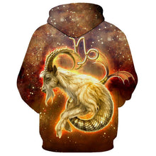 Load image into Gallery viewer, 12 constellation 3D Capricorn print hoodie