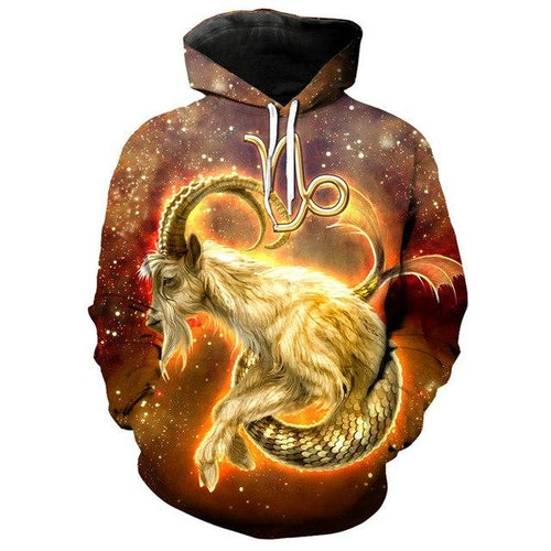 12 constellation 3D Capricorn print hoodie