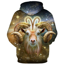 Load image into Gallery viewer, 12 constellation 3D Aries print hoodie