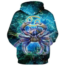 Load image into Gallery viewer, 12 constellation 3D Cancer print hoodie