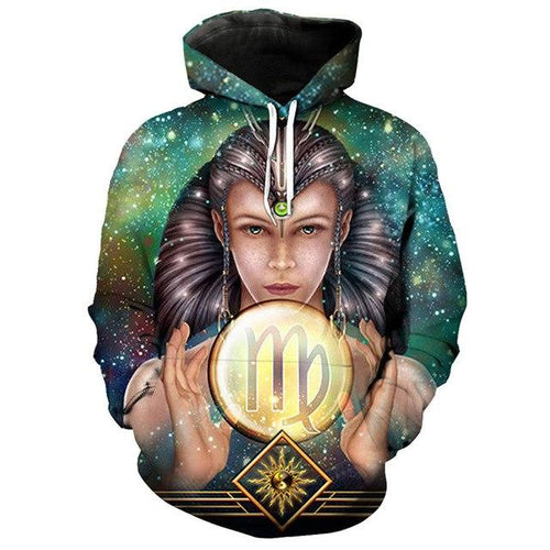 12 constellation 3D Virgo print hoodie