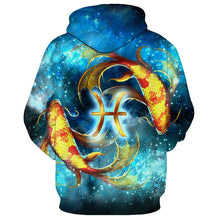Load image into Gallery viewer, 12 constellation 3D Pisces print hoodie