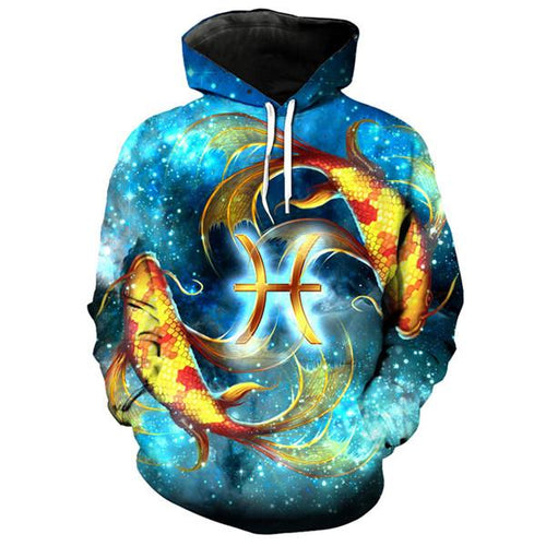 12 constellation 3D Pisces print hoodie