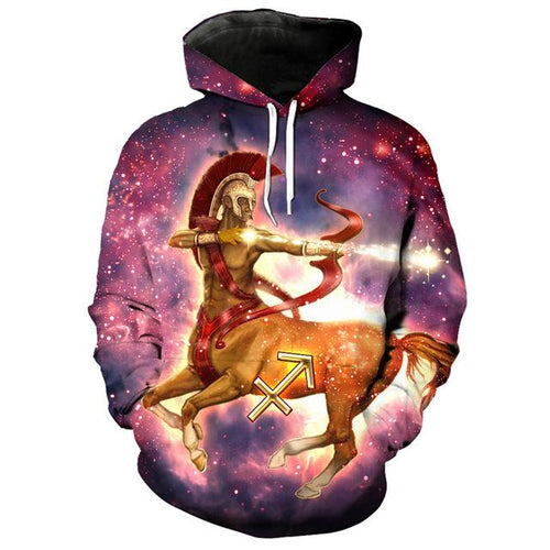 12 constellation 3D Sagittarius print hoodie