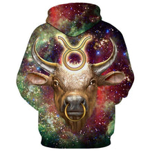 Load image into Gallery viewer, 12 constellation 3D Taurus print hoodie