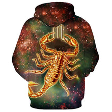 Load image into Gallery viewer, 12 constellation 3D Scorpio print hoodie