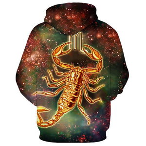 12 constellation 3D Scorpio print hoodie