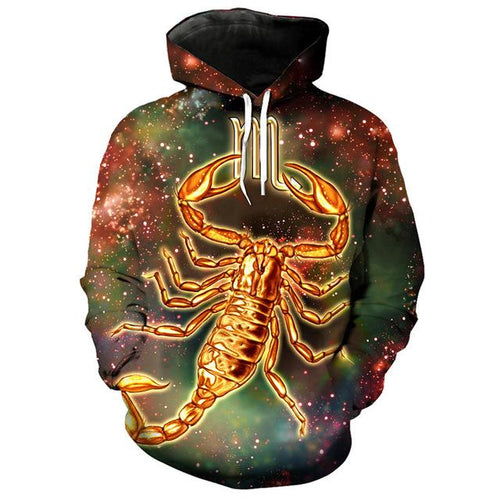12 constellation 3D Scorpio print hoodie
