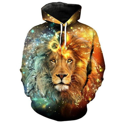 12 constellation 3D Leo print hoodie