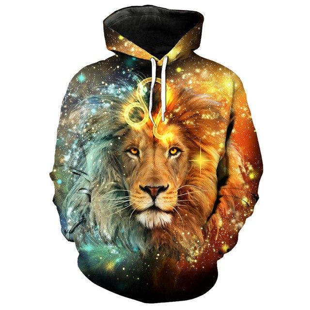 12 constellation 3D Leo print hoodie
