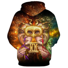 Load image into Gallery viewer, 12 constellation 3D Gemini print hoodie