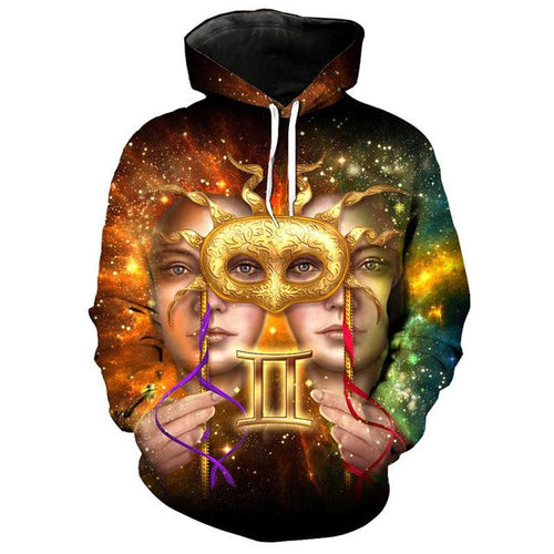 12 constellation 3D Gemini print hoodie