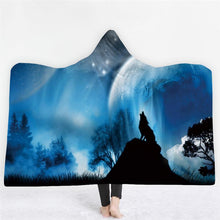 Load image into Gallery viewer, 3D Cool Wolf cloak shawl fashion nightgown thick blanket