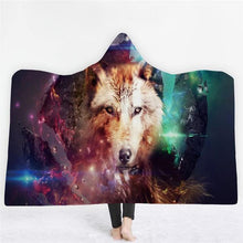 Load image into Gallery viewer, 3D Cool Wolf cloak shawl fashion nightgown thick blanket