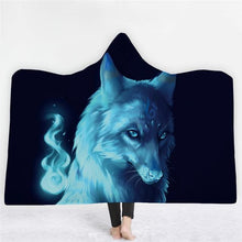 Load image into Gallery viewer, 3D Cool Wolf cloak shawl fashion nightgown thick blanket
