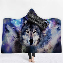 Load image into Gallery viewer, 3D Cool Wolf cloak shawl fashion nightgown thick blanket
