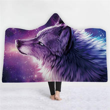 Load image into Gallery viewer, 3D Cool Wolf cloak shawl fashion nightgown thick blanket