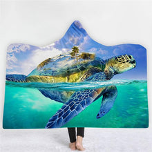 Load image into Gallery viewer, 3D Fun Turtle Print Cloak Sleeping Blanket Thicken Warm Robe