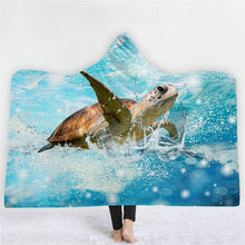 Load image into Gallery viewer, 3D Fun Turtle Print Cloak Sleeping Blanket Thicken Warm Robe
