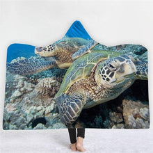 Load image into Gallery viewer, 3D Fun Turtle Print Cloak Sleeping Blanket Thicken Warm Robe