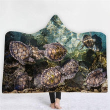 Load image into Gallery viewer, 3D Fun Turtle Print Cloak Sleeping Blanket Thicken Warm Robe
