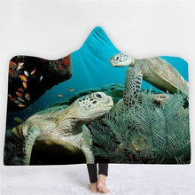 Load image into Gallery viewer, 3D Fun Turtle Print Cloak Sleeping Blanket Thicken Warm Robe
