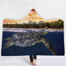 Load image into Gallery viewer, 3D Fun Turtle Print Cloak Sleeping Blanket Thicken Warm Robe