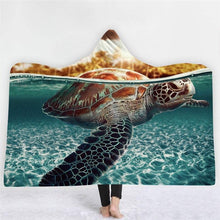 Load image into Gallery viewer, 3D Fun Turtle Print Cloak Sleeping Blanket Thicken Warm Robe