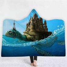 Load image into Gallery viewer, 3D Fun Turtle Print Cloak Sleeping Blanket Thicken Warm Robe