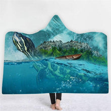 Load image into Gallery viewer, 3D Fun Turtle Print Cloak Sleeping Blanket Thicken Warm Robe