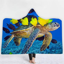 Load image into Gallery viewer, 3D Fun Turtle Print Cloak Sleeping Blanket Thicken Warm Robe