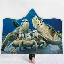 Load image into Gallery viewer, 3D Fun Turtle Print Cloak Sleeping Blanket Thicken Warm Robe