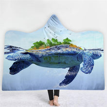 Load image into Gallery viewer, 3D Fun Turtle Print Cloak Sleeping Blanket Thicken Warm Robe