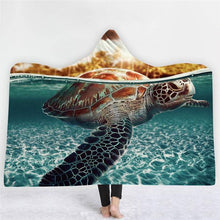 Load image into Gallery viewer, 3D Fun Turtle Print Cloak Sleeping Blanket Thicken Warm Robe