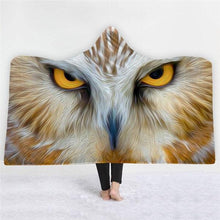 Load image into Gallery viewer, 3D Cool owl print fashion padded cloak sleeping blanket hooded nightgown
