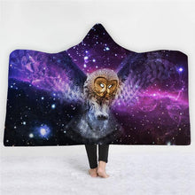 Load image into Gallery viewer, 3D Cool owl print fashion padded cloak sleeping blanket hooded nightgown