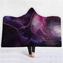 Load image into Gallery viewer, 3D Cool owl print fashion padded cloak sleeping blanket hooded nightgown