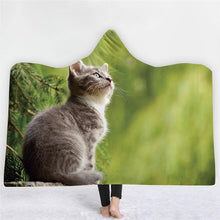 Load image into Gallery viewer, 3D Cute cat print fashion cloak sleeping blanket hooded nightgown