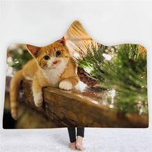 Load image into Gallery viewer, 3D Cute cat print fashion cloak sleeping blanket hooded nightgown