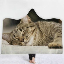 Load image into Gallery viewer, 3D Cute cat print fashion cloak sleeping blanket hooded nightgown