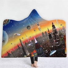 Load image into Gallery viewer, 3D Star travel Print Cool Hooded Bathrobe Thicken Cloak Blanket