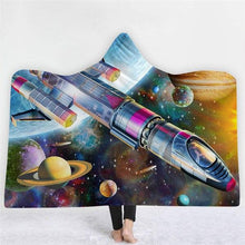 Load image into Gallery viewer, 3D Star travel Print Cool Hooded Bathrobe Thicken Cloak Blanket