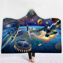 Load image into Gallery viewer, 3D Star travel Print Cool Hooded Bathrobe Thicken Cloak Blanket