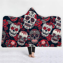 Load image into Gallery viewer, 3D Cool hooded blanket fashion skull print plus nightgown